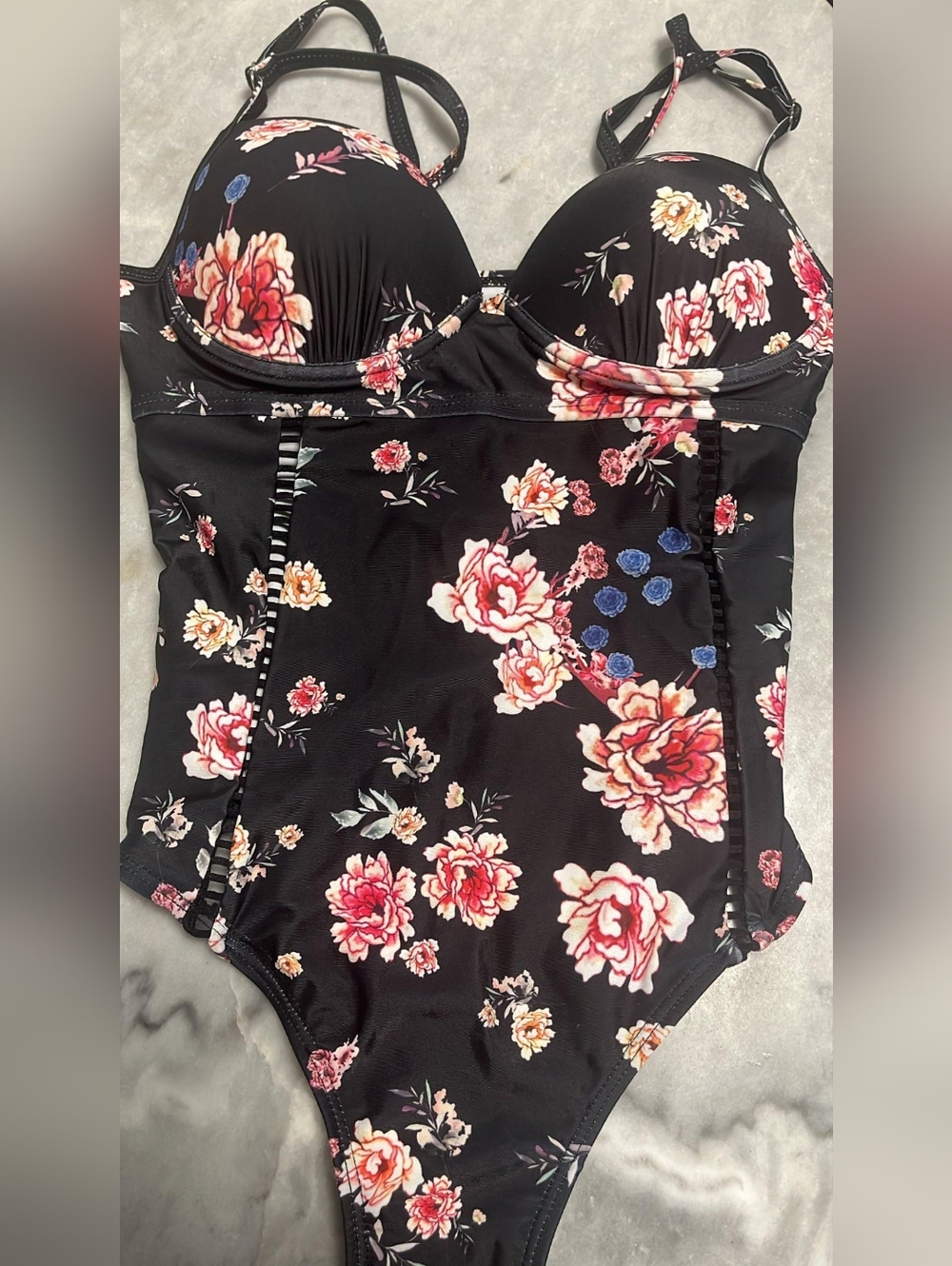 MOTF Black Floral One-Piece Swimsuit